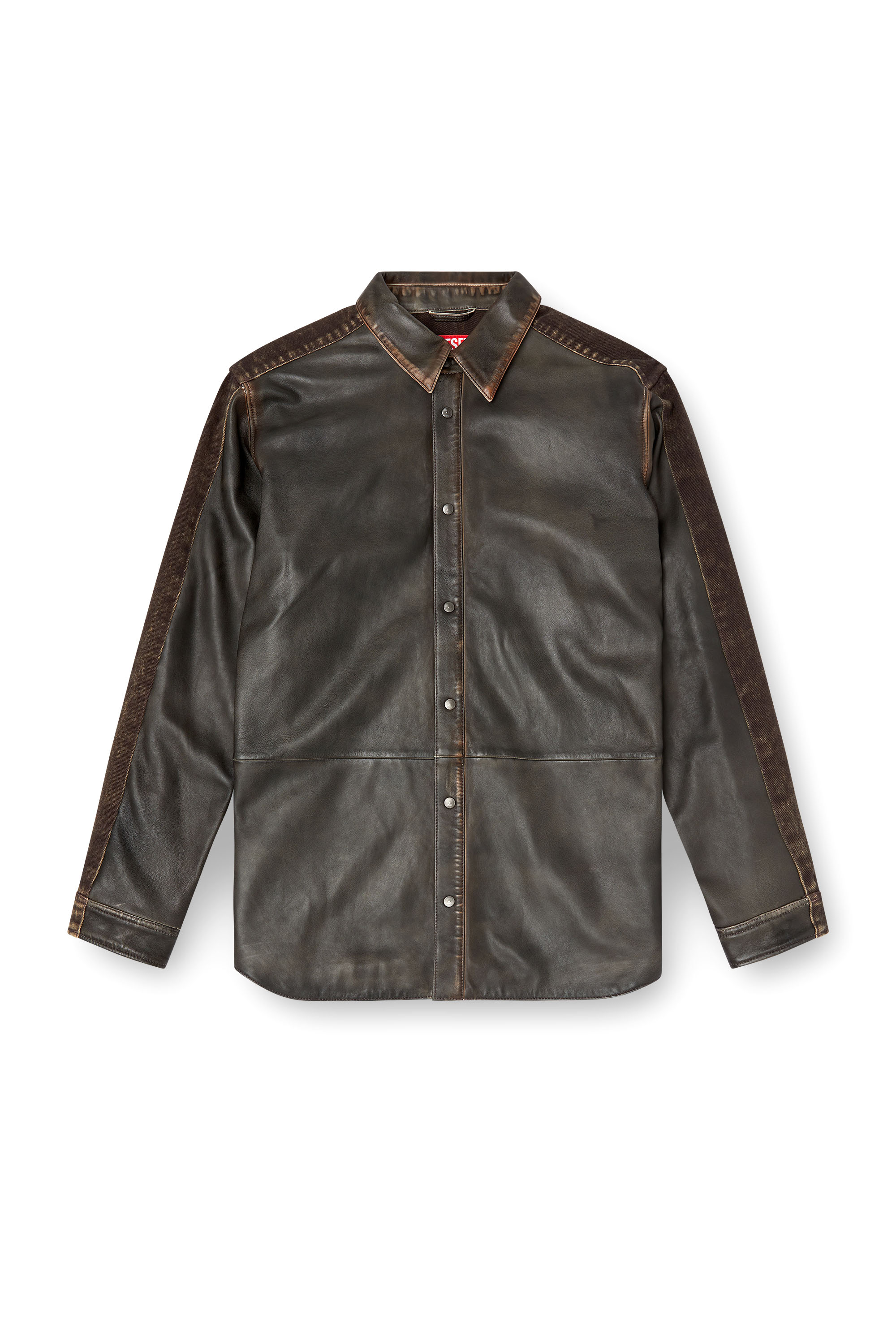 Diesel - S-FREY, Male's Leather and denim shirt in ブラック - 3