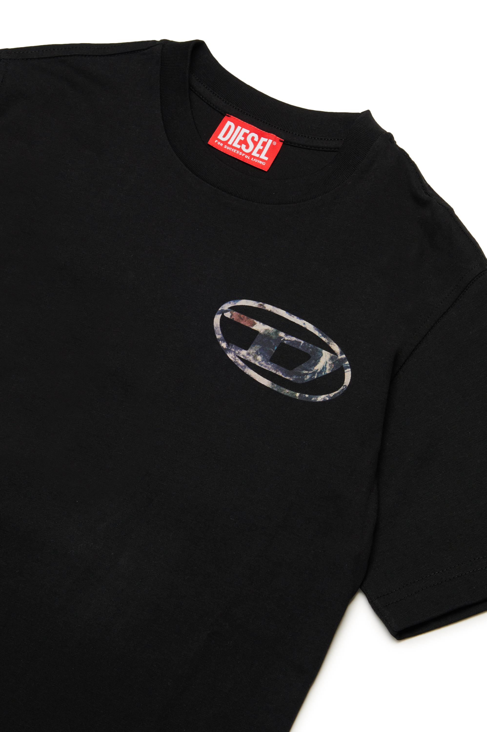 Diesel - TWASHL6 OVER, Male T-shirt with marble effect oval logo in ブラック - Image 3