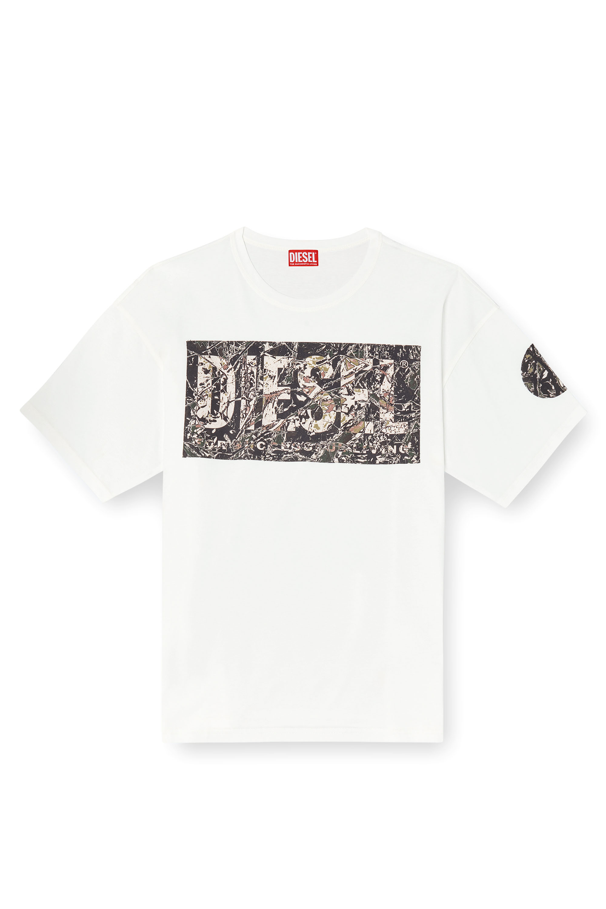 Diesel - T-BOXT-R22, Male's T-shirt with large gabardine patch logo in ホワイト - 3