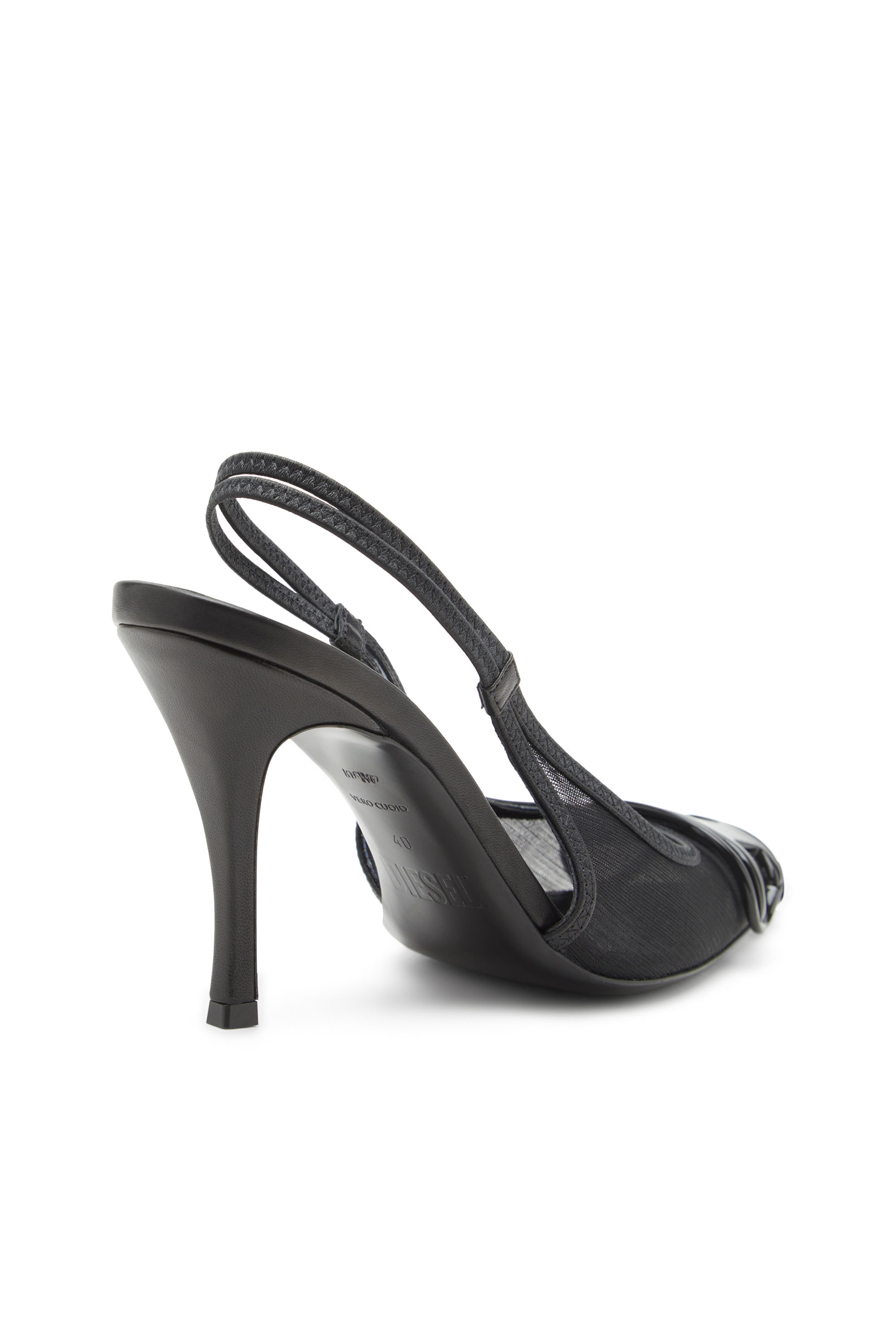 Diesel - D-VENUS SB, Female's Slingback pumps in leather-trimmed mesh in ブラック - 6