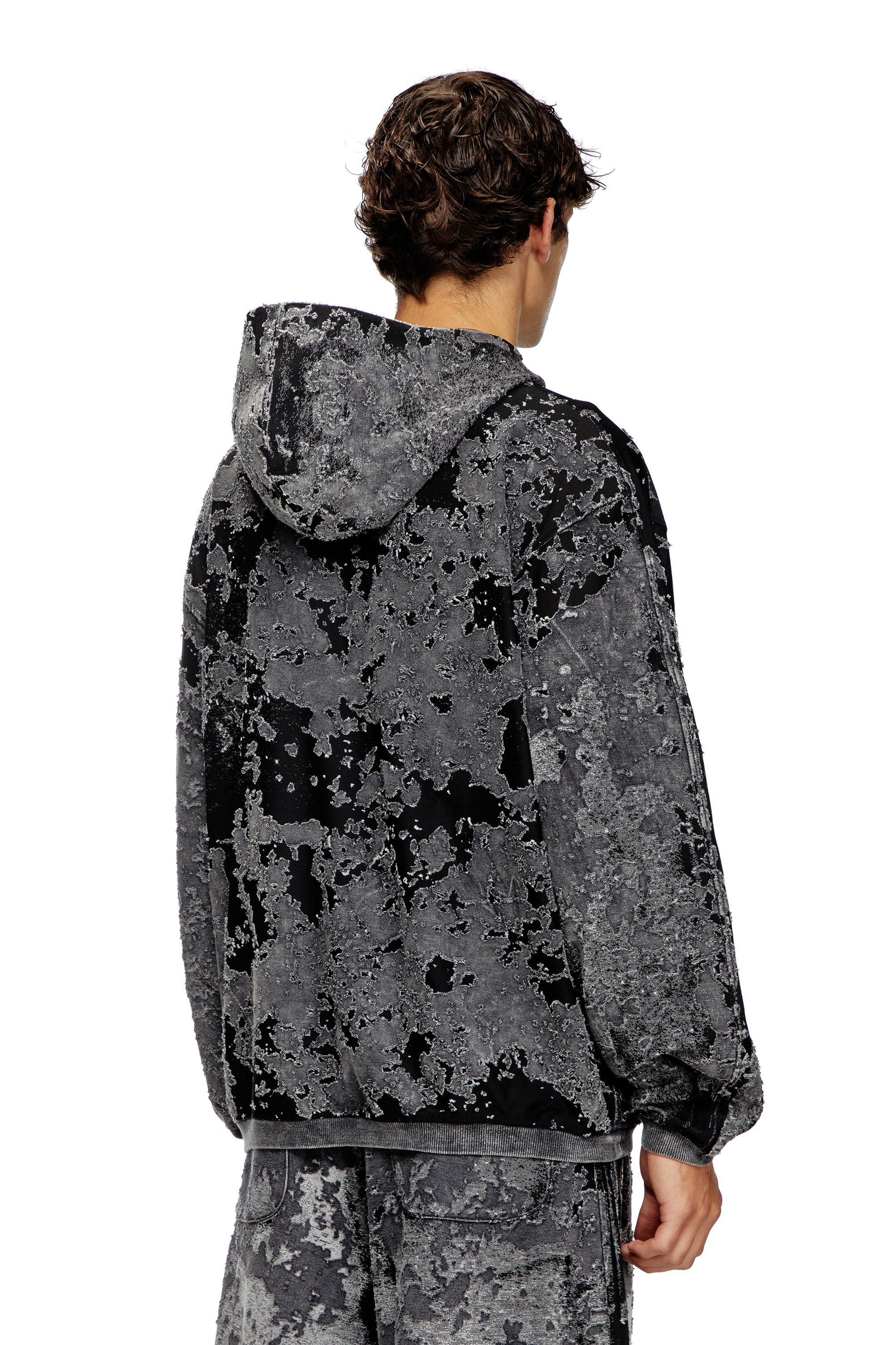 Diesel - S-IRTA, Male's Burnout hoodie with camo effect in ブラック - 4