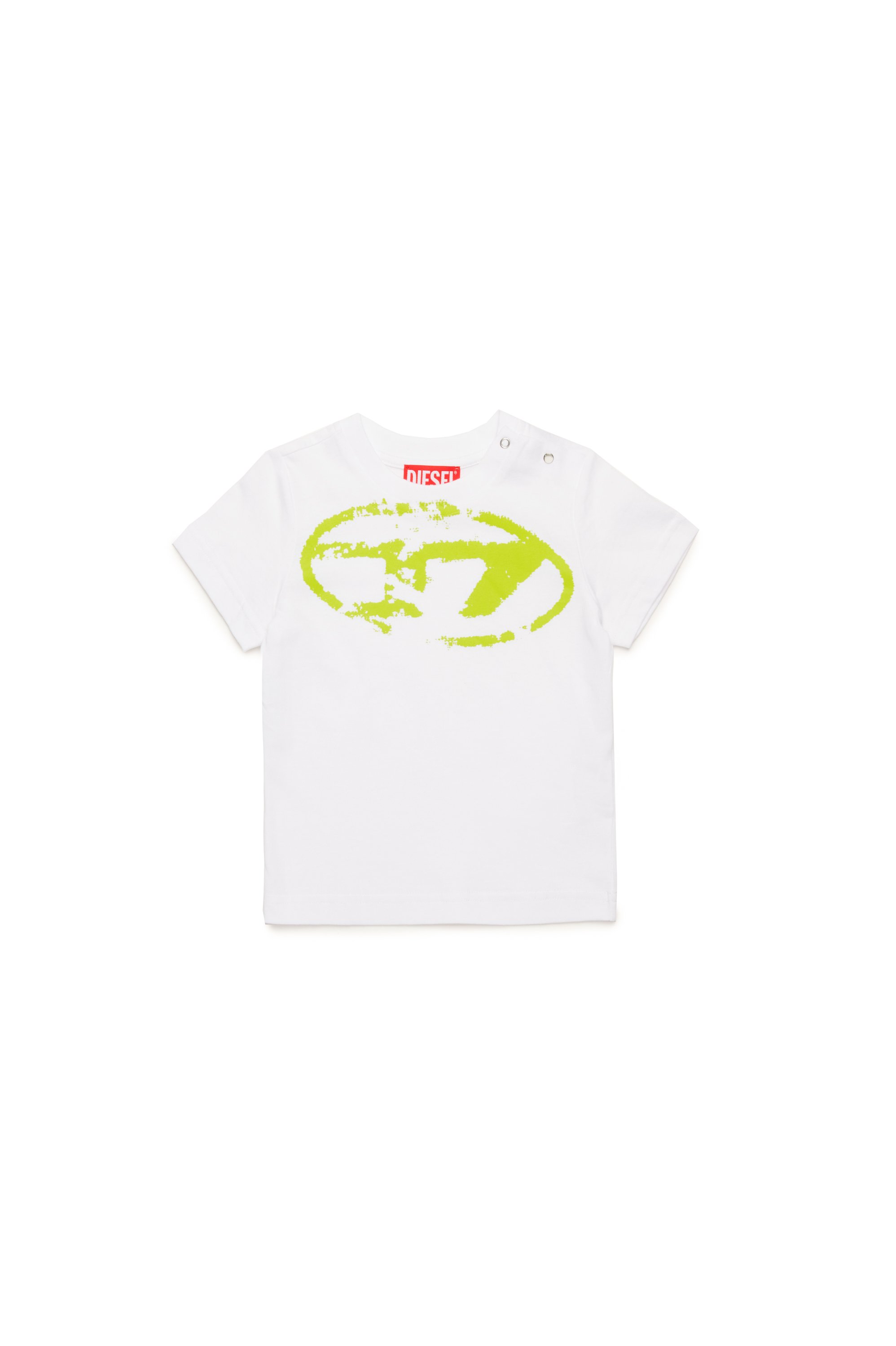 Diesel - TBOXTN14B, Unisex's T-shirt with distressed Oval D logo in ホワイト - 1