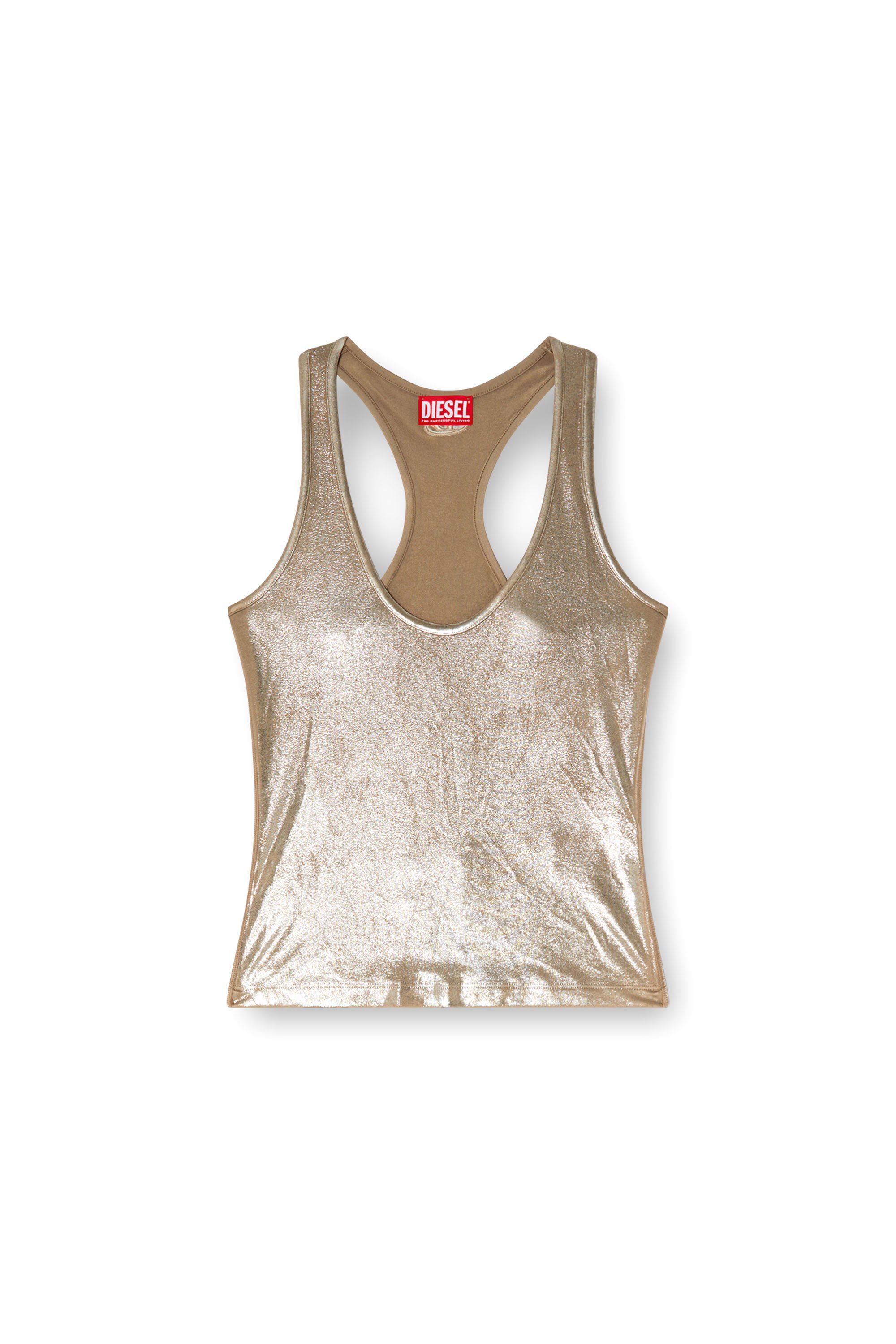 Diesel - T-AMA, Female's Metallic tank top in ベージュ - 4